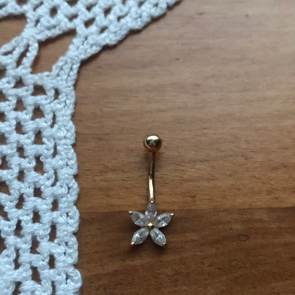 Real yellow gold belly button ring